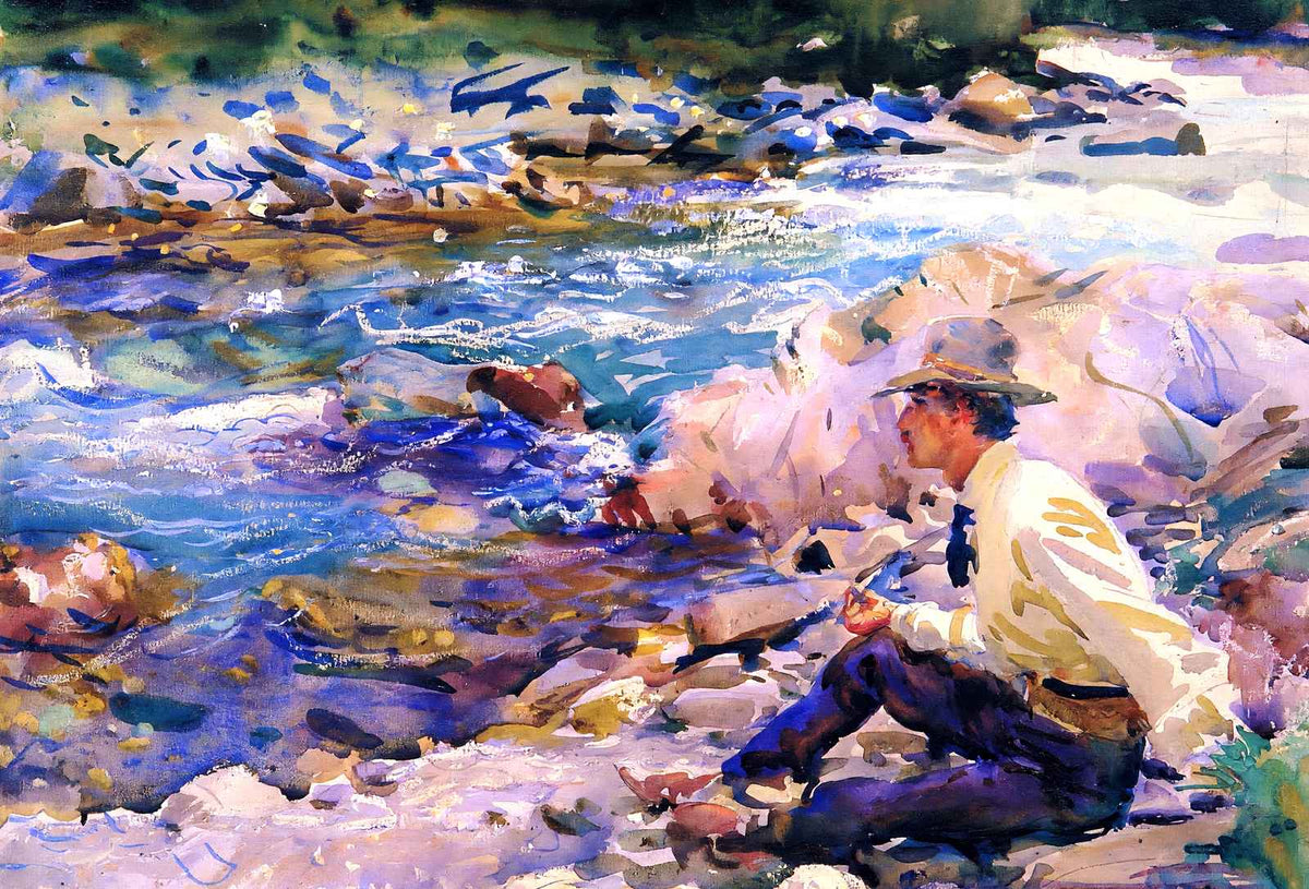 Man Fine Art Print Seated by a Stream 1912 by John Singer Sargent (6 Sizes)