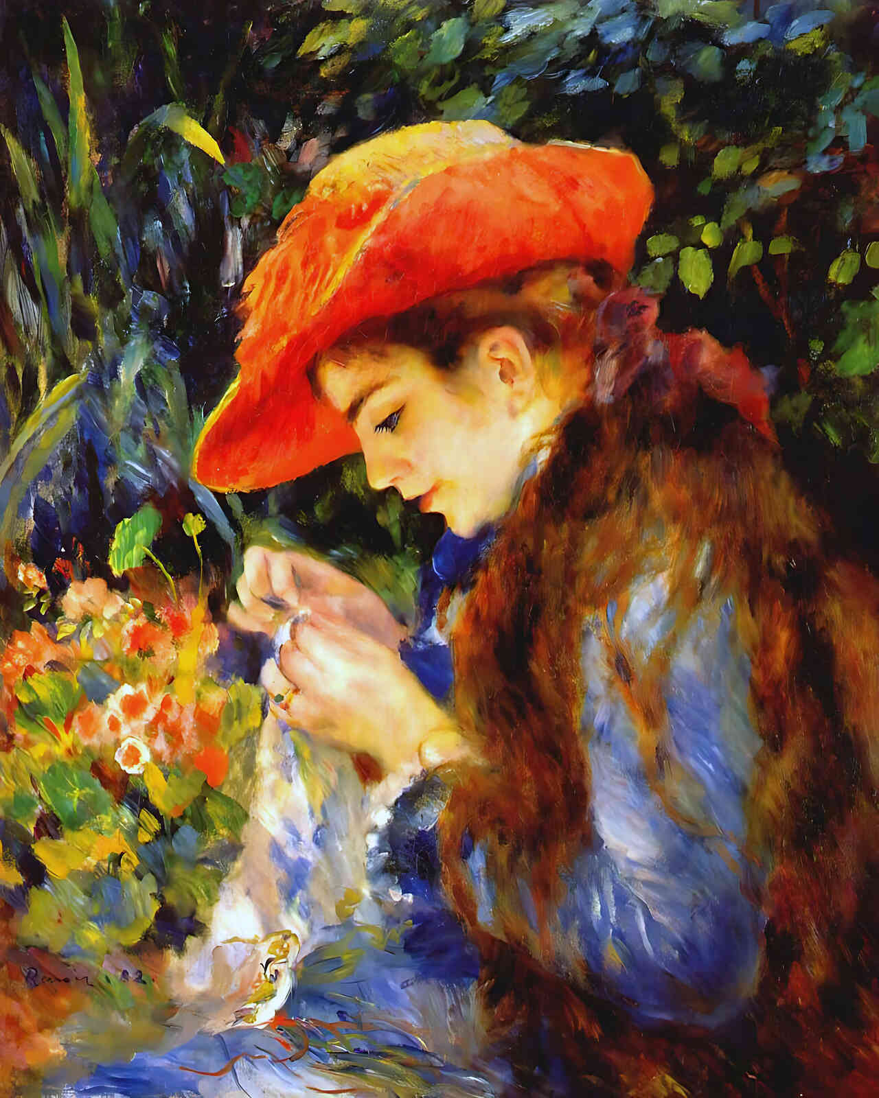 Marie Therese Durand Ruel Sewing by Pierre-Auguste Renoir 8x10" Art Print