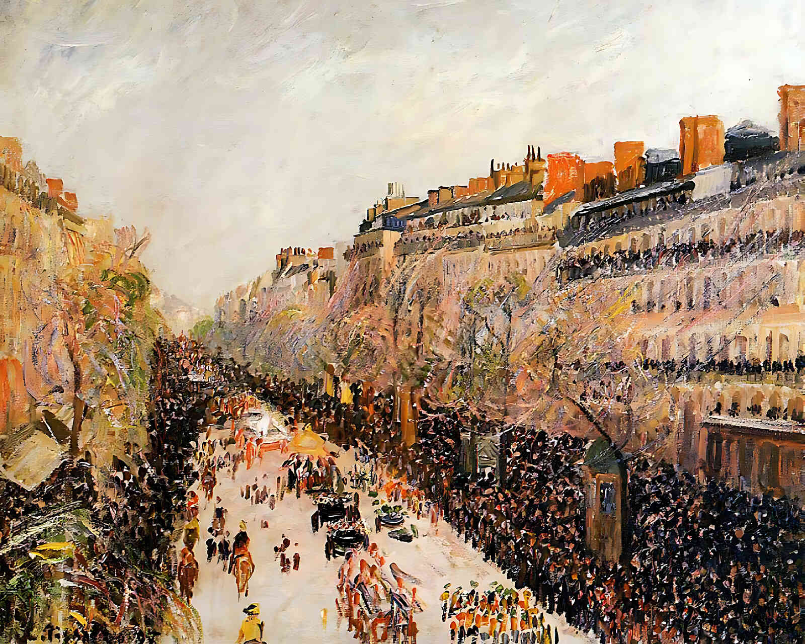 Mardi Gras on the Boulevards Painting by Camille Pissarro 8x10" Art Print