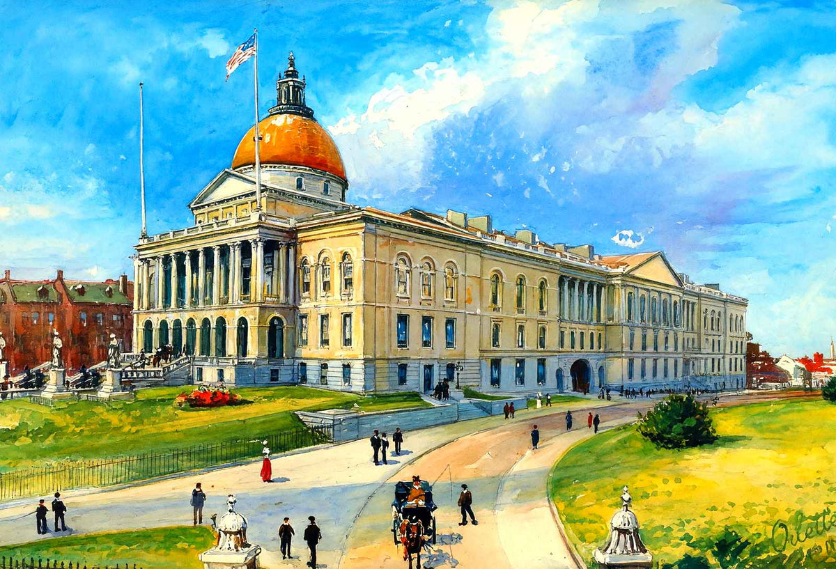 State Capitol Boston MA in 1906 Art Print (7 Sizes) - Premium Quality