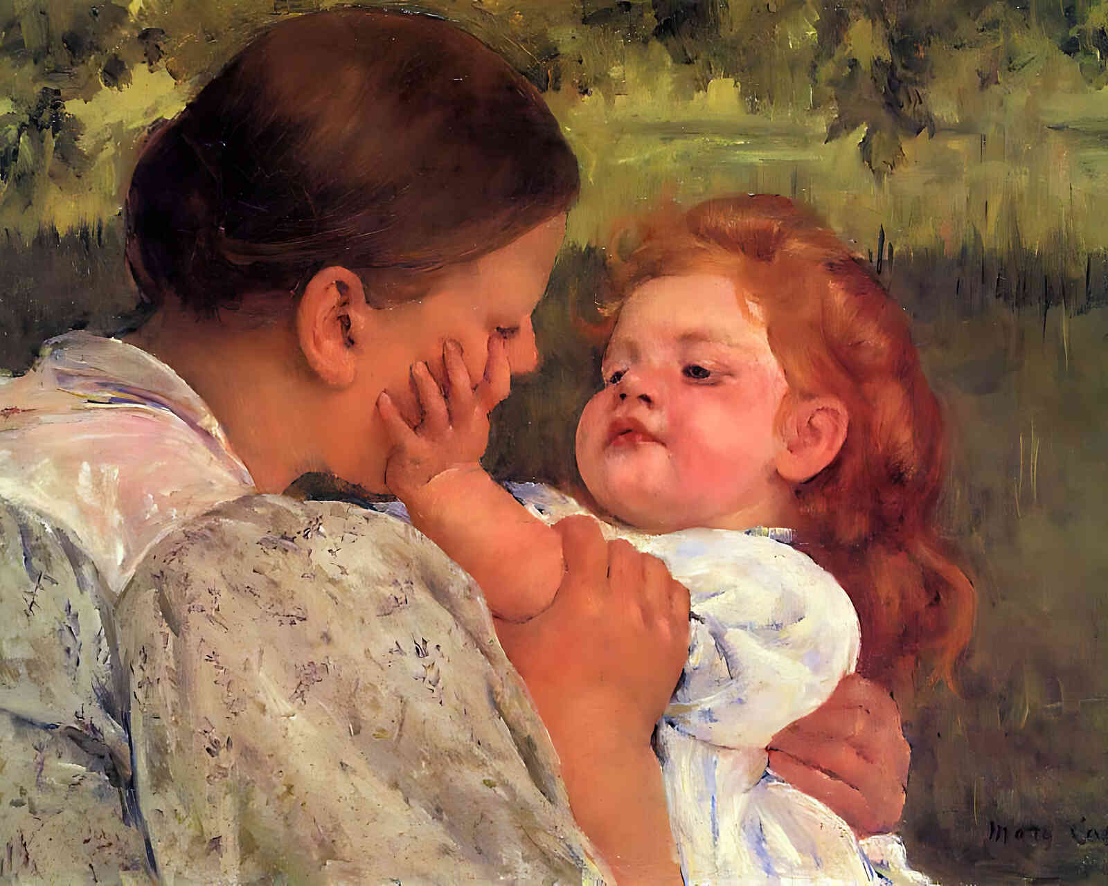 Maternal Caress Painting by Mary Cassatt 8x10" Art Print (Restored Reproduction)