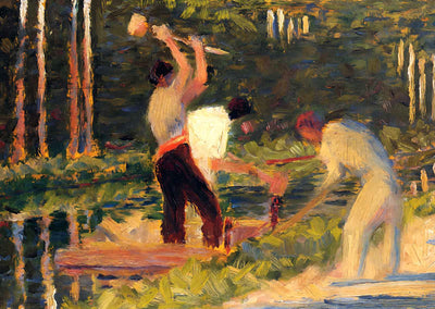 Men Laying Stakes Art Print 1883 Painting by Georges Seurat (6 Sizes) - Restored