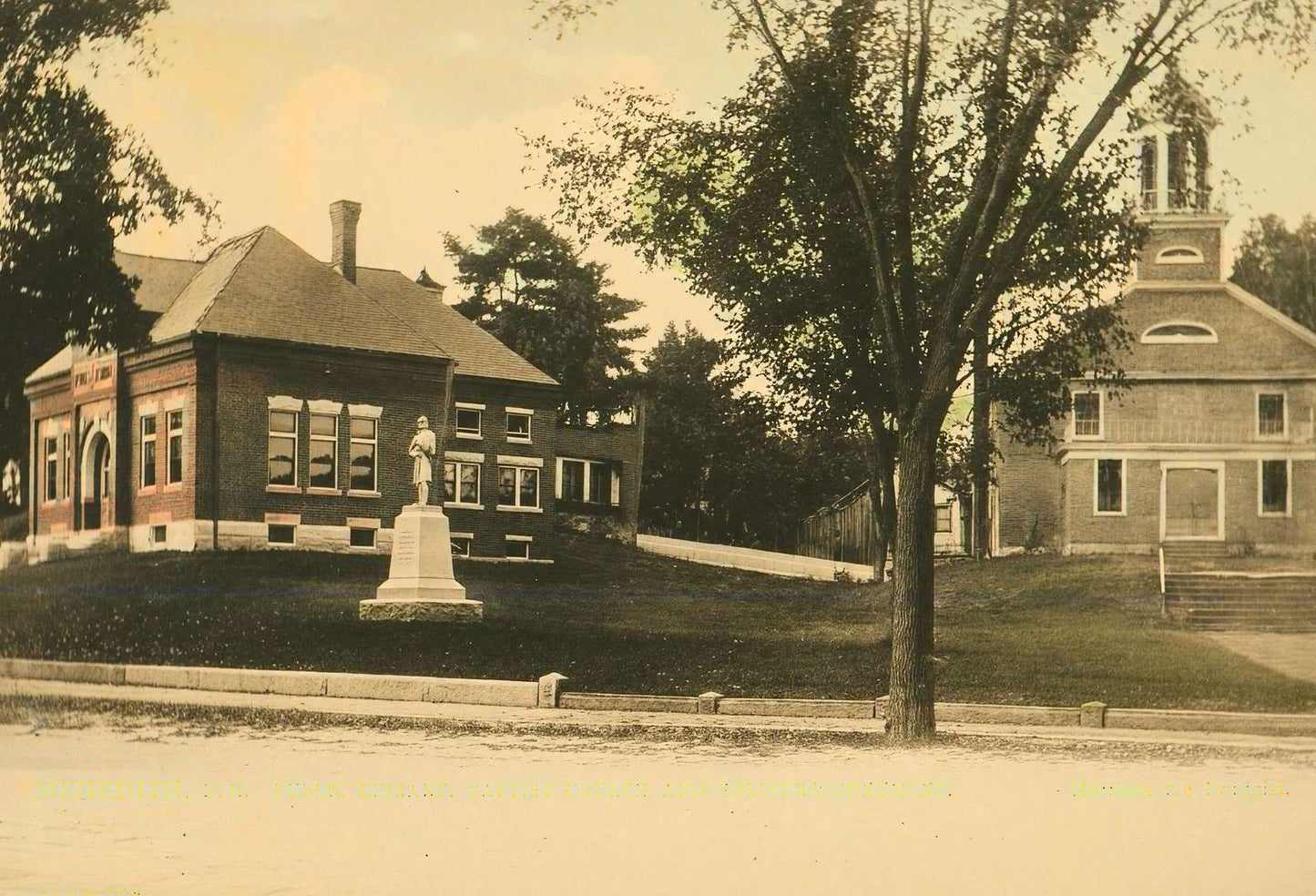 Public Library Baptist Church and Soldiers Monument Vintage Print (7 Sizes)