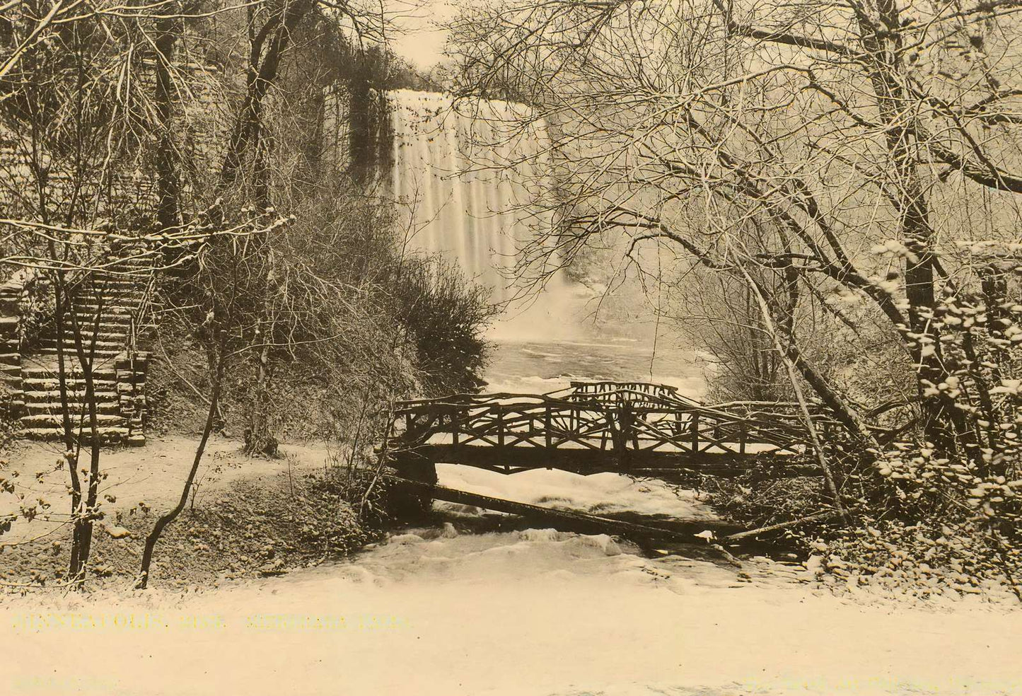 Minnehaha Falls Minneapolis in 1906 Vintage Print (7 Sizes) - Reproduction