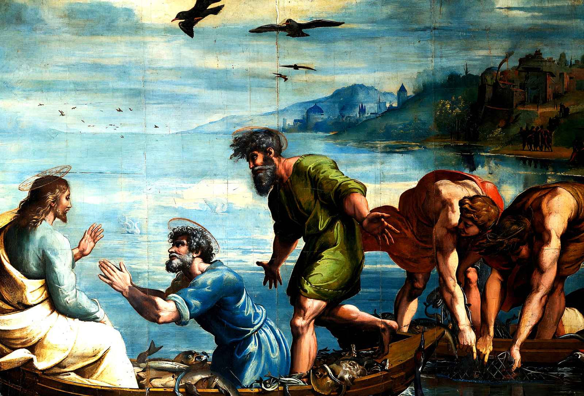 Miraculous Draught of Fishes Fine Art Print 1515 Painting by Raphael (6 Sizes)