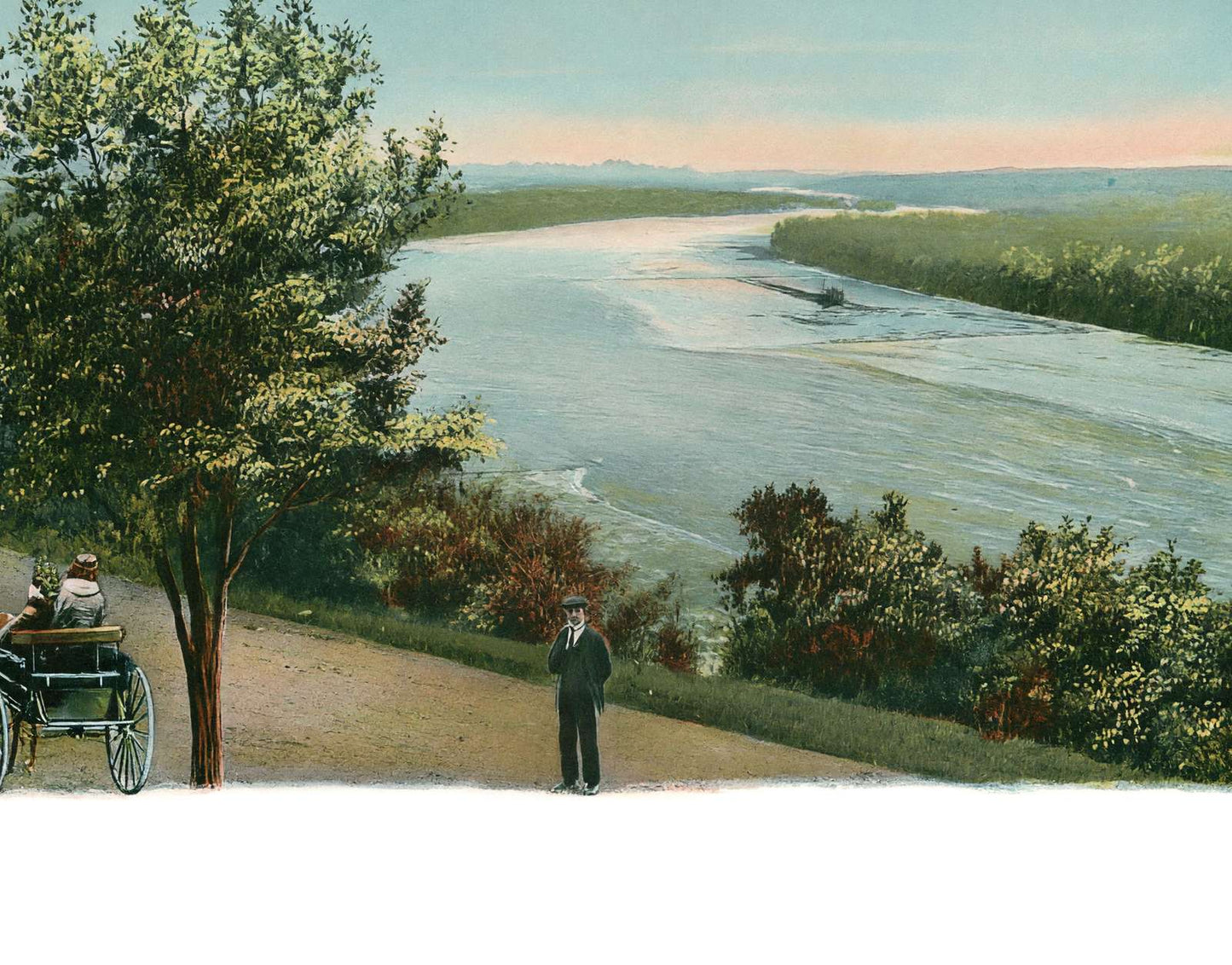 Mississippi River from Indian Mound Park St Paul in 1906 Vintage Print