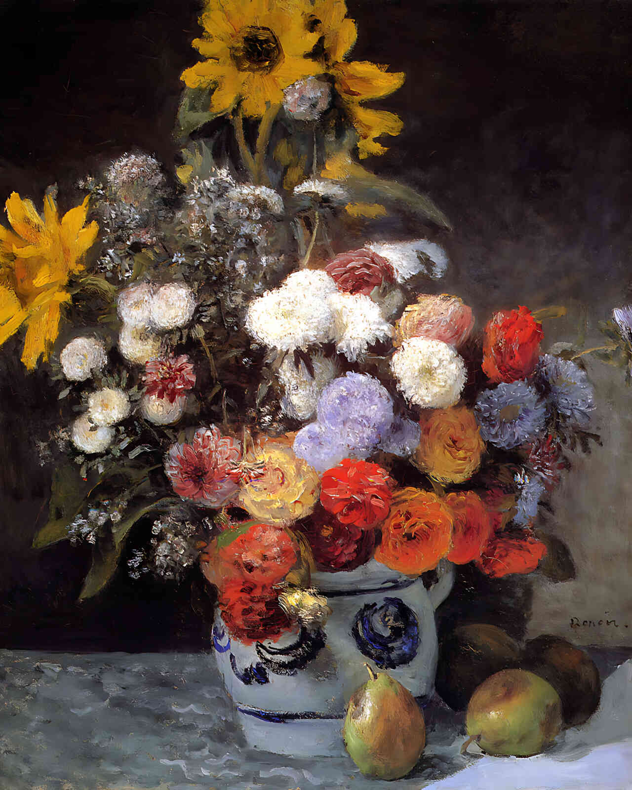 Mixed Flowers in an Earthware Pot by Pierre-Auguste Renoir 8x10" Art Print