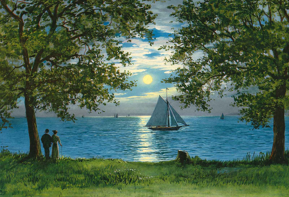 Moonlight on Mobile Bay in 1909 Vintage Print (7 Sizes) - Shipped Flat