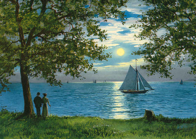Moonlight on Mobile Bay in 1909 Vintage Print (7 Sizes) - Shipped Flat