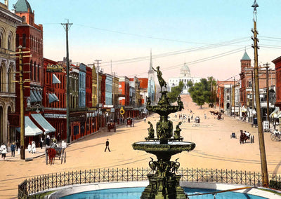Court Square and Dexter Avenue Montgomery Alabama in 1906 Vintage Print