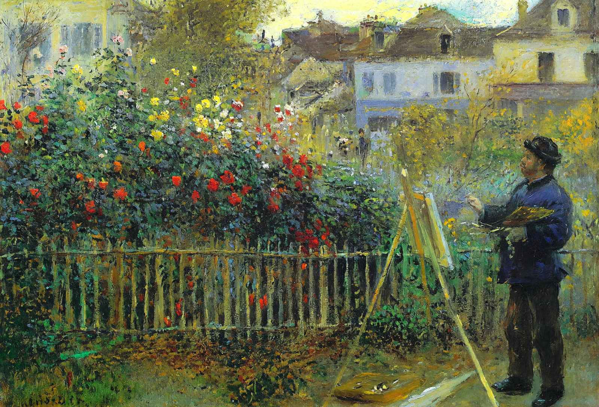 Monet in His Garden at Argenteuil 1873 by Renoir Art Print (6 Sizes)