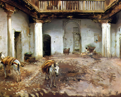 Moorish Courtyard 1913 Painting by John Singer Sargent 8x10" Art Print