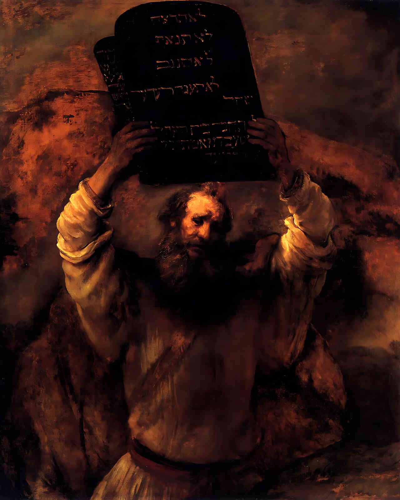 Moses Smashing the Tablets of the Law Painting by Rembrandt 8x10" Art Print