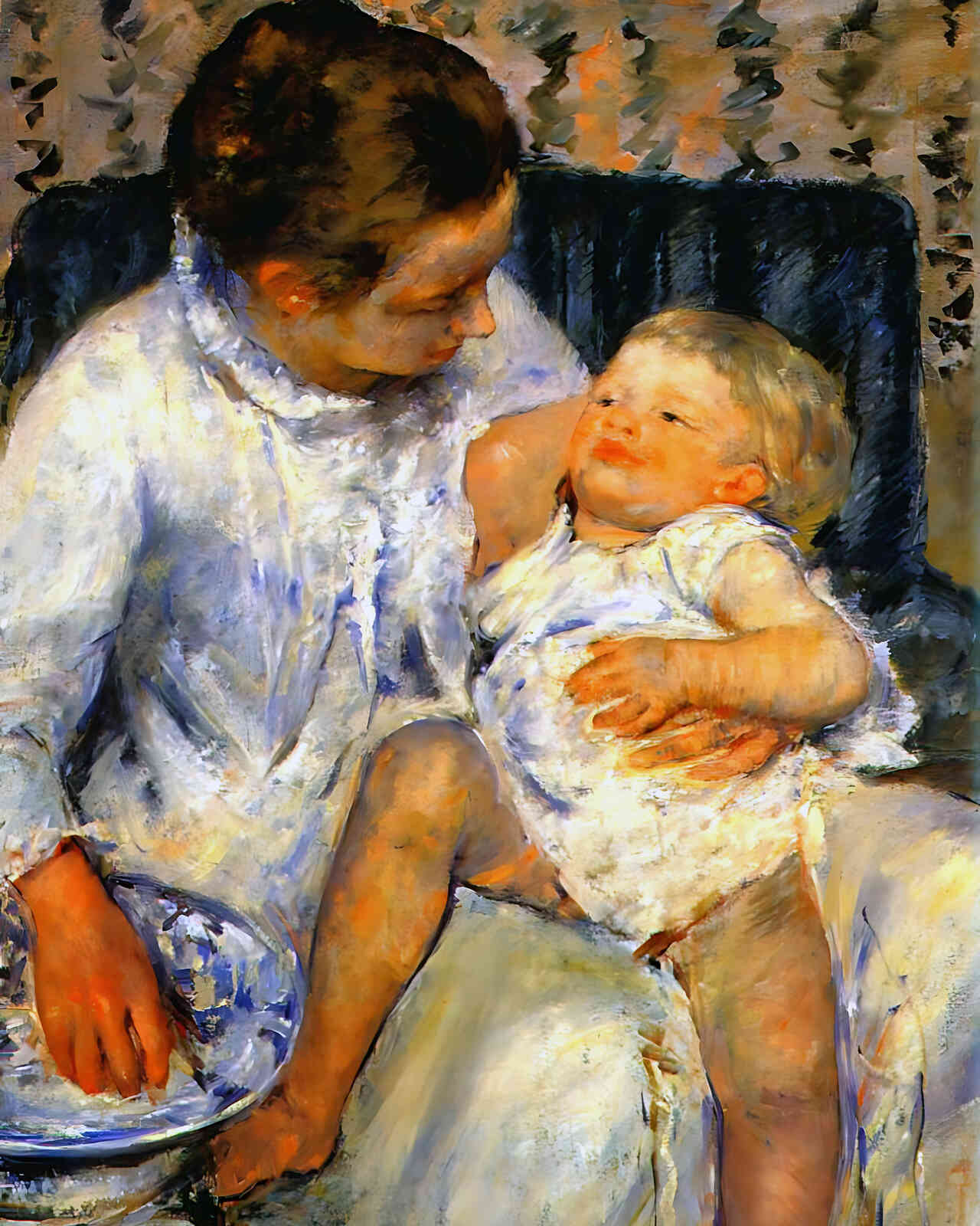 Mother About to Wash Her Sleepy Child Painting by Mary Cassatt 8x10" Art Print