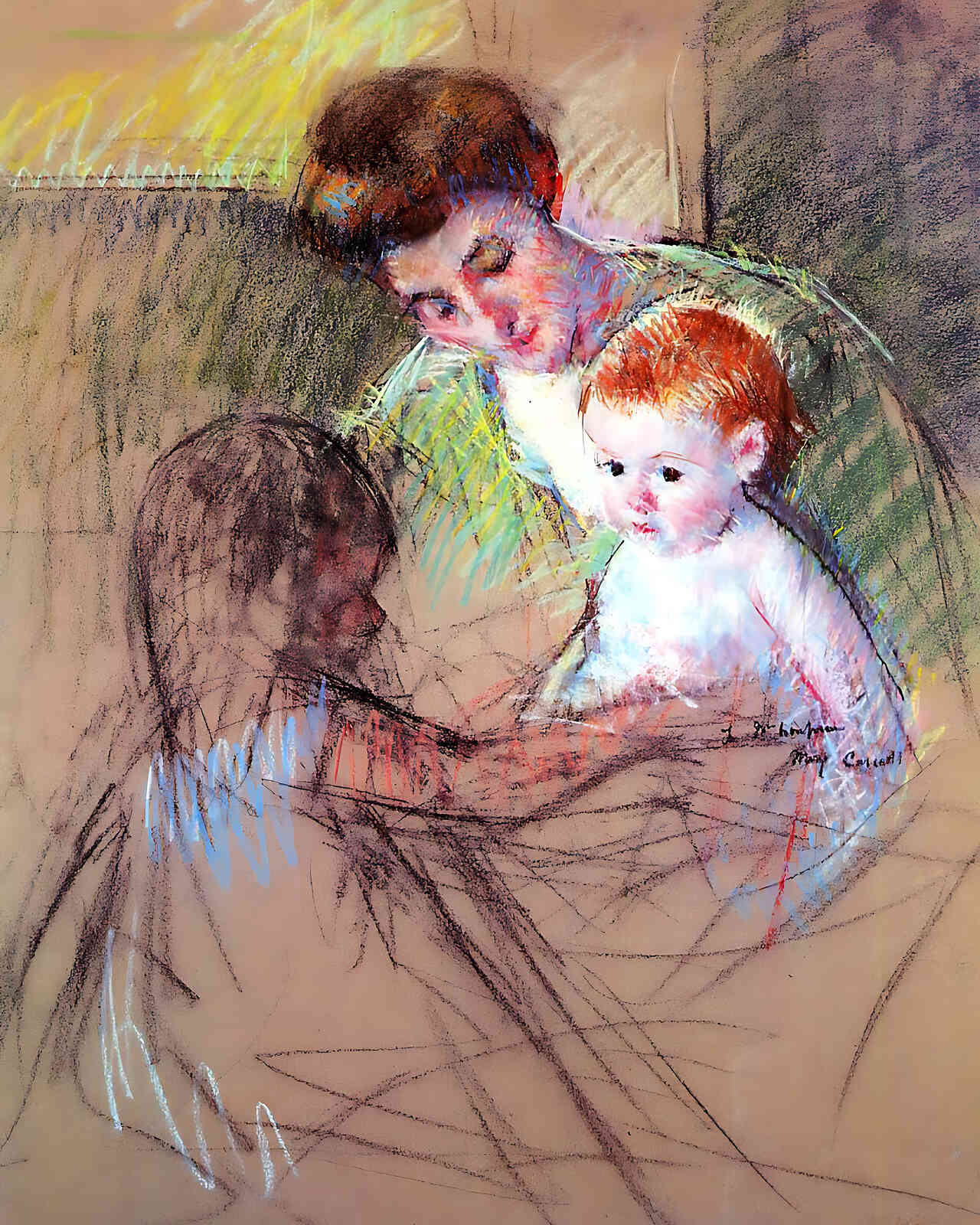 Mother and Daughter Looking at the Baby by Mary Cassatt 8x10" Art Print