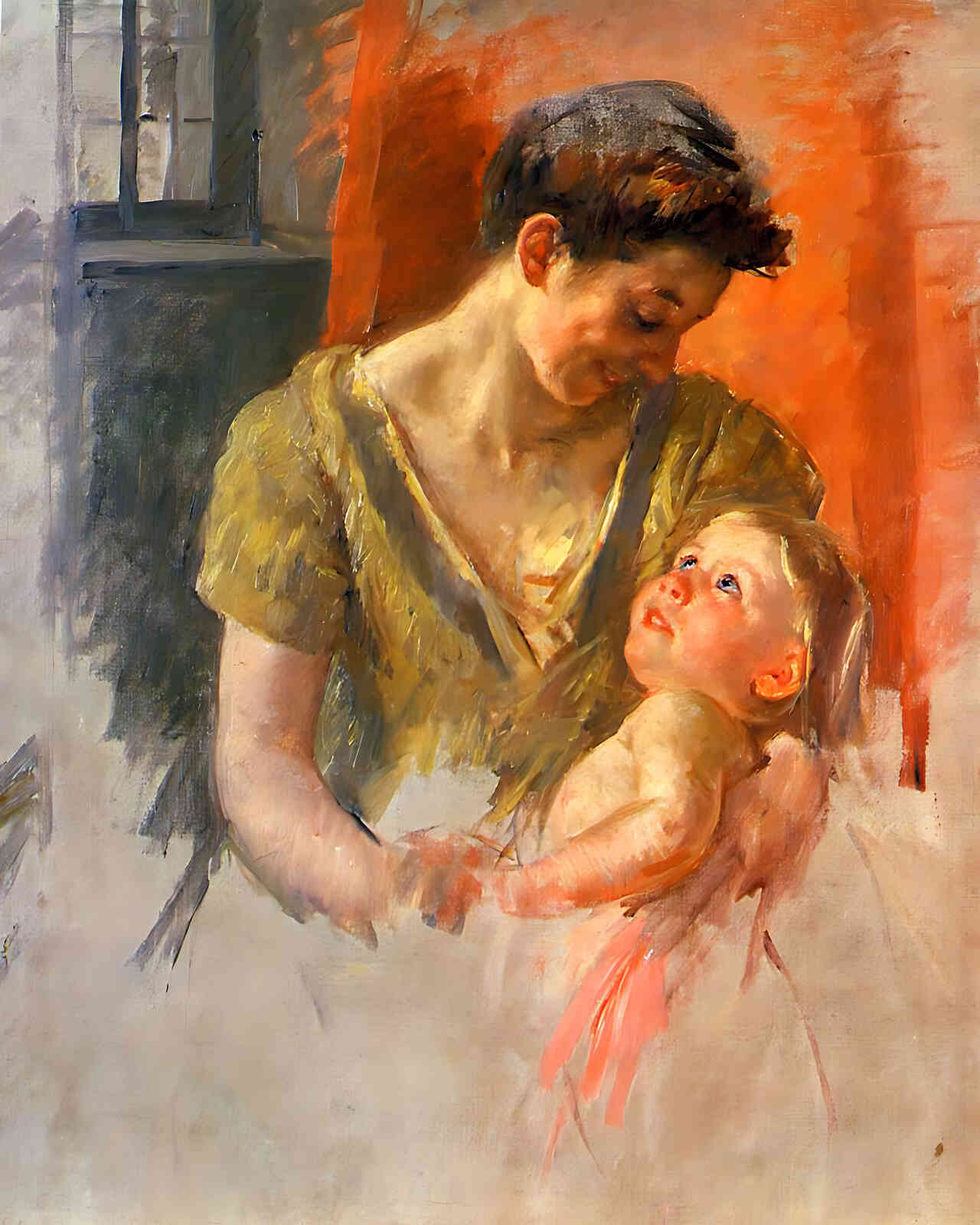 Mother and Child Smiling at Each Other Painting by Mary Cassatt 8x10" Art Print