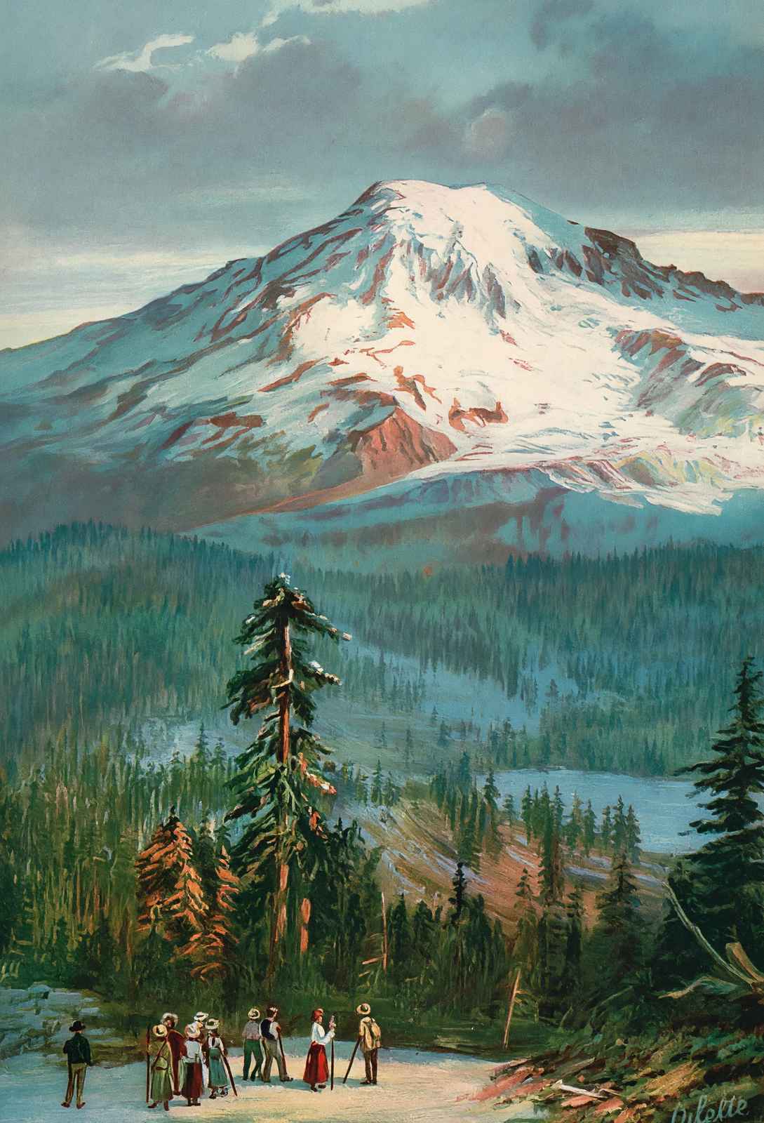 Mount Rainier Washington in 1908 Vintage Print (7 Sizes) - High Quality