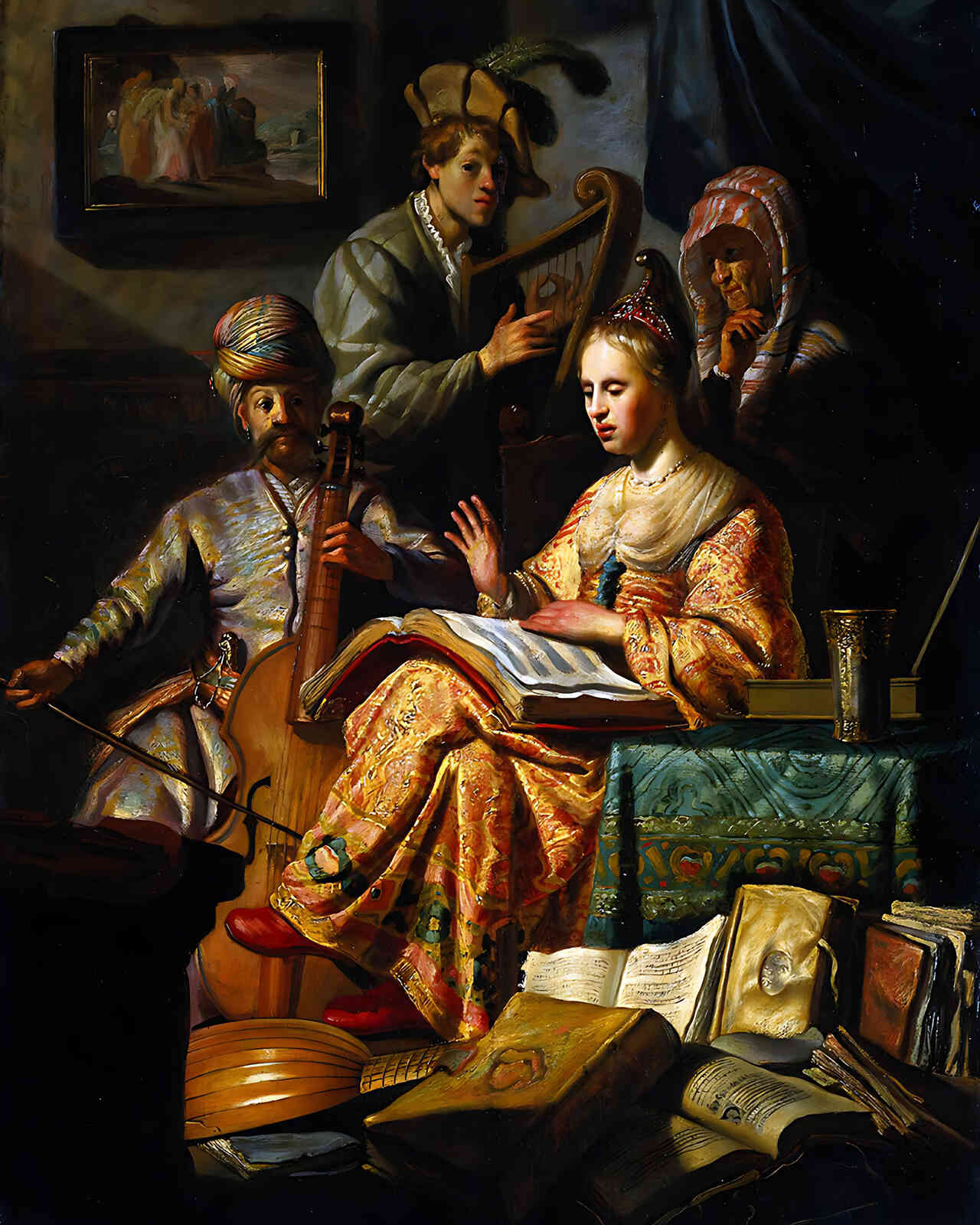 Musical Allegory Painting by Rembrandt 8x10" Art Print (Restored Reproduction)