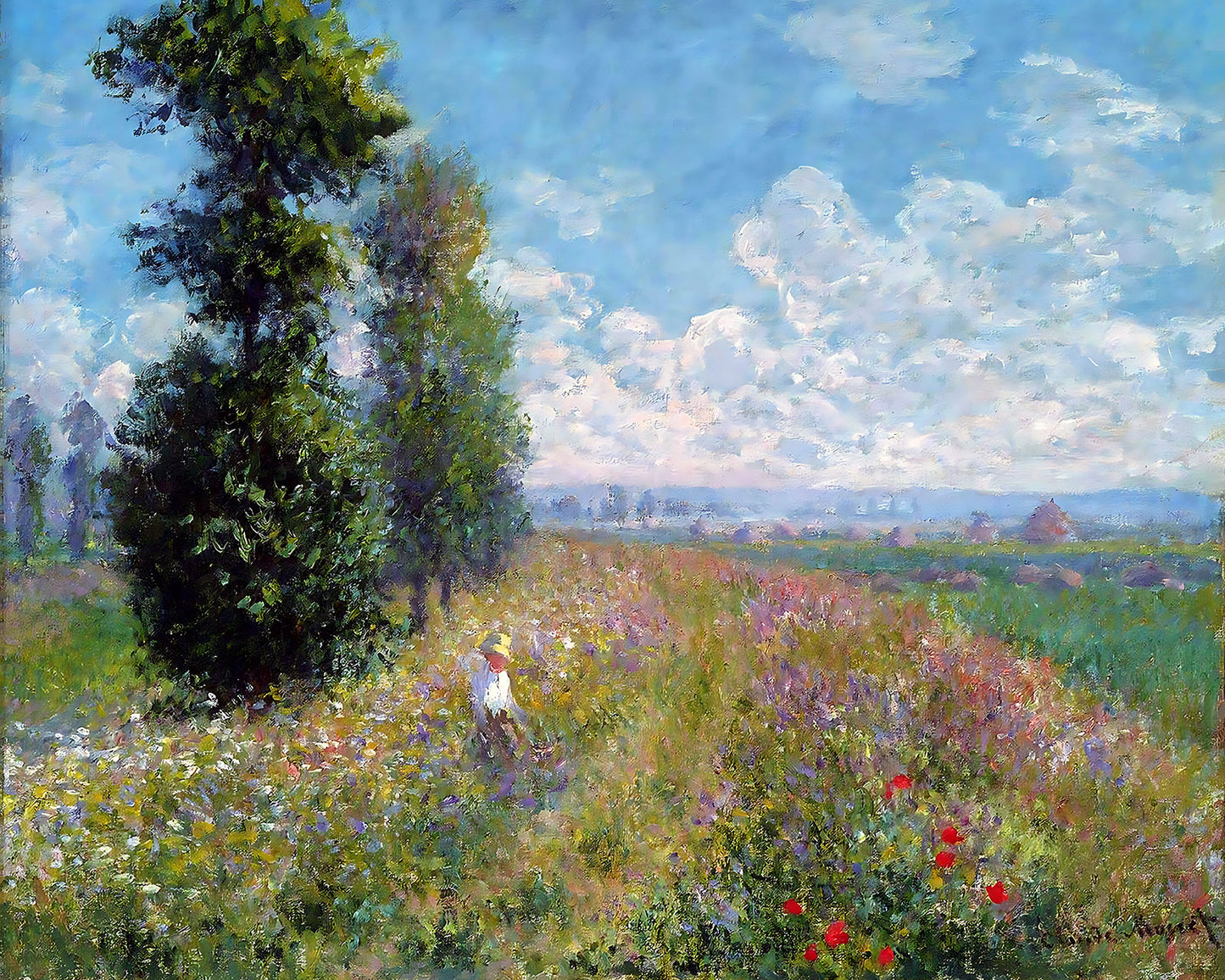 Meadow with Poplars Painting by Claude Monet 8x10" Art Print