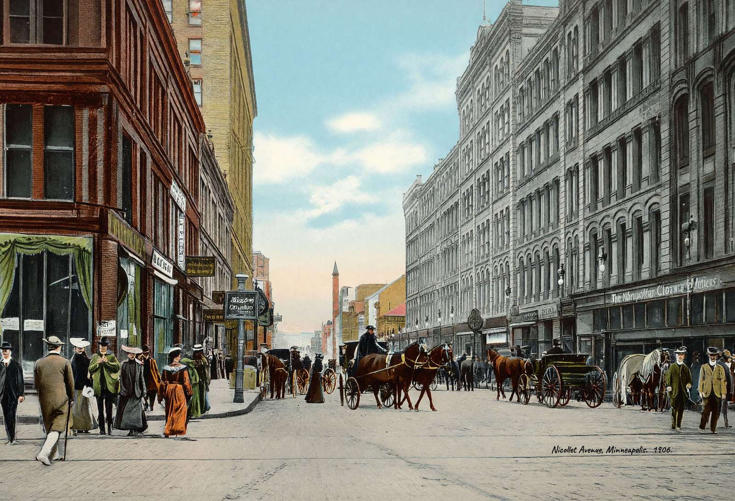 Nicollet Avenue Minneapolis in 1906 Vintage Print (7 Sizes) - Restored