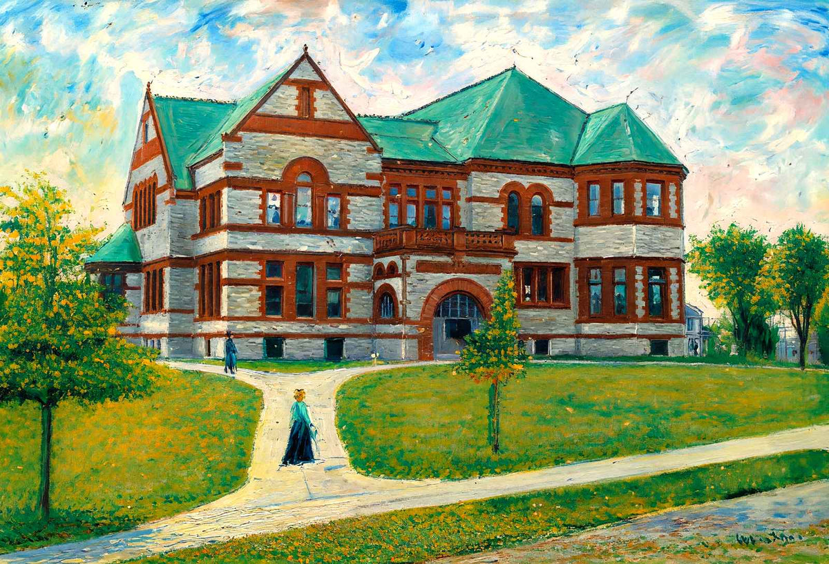 Forbes Library, Northampton, Massachusetts in 1907 Art Print (7 Sizes)