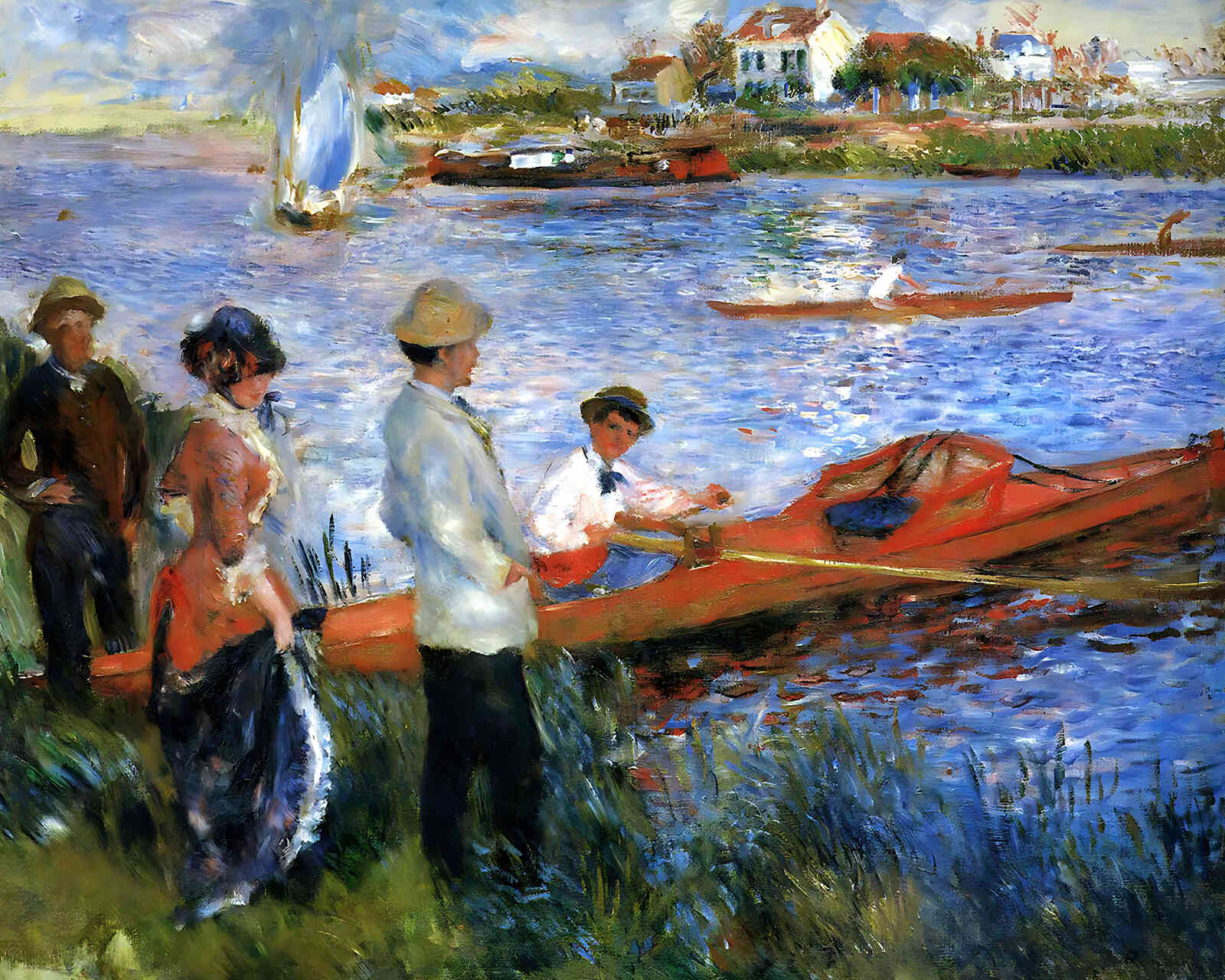 Oarsmen at Chatou Painting by Pierre-Auguste Renoir 8x10" Art Print - Restored
