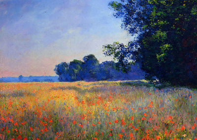 Oat and Poppy Field, Giverny Art Print 1890 Painting by Claude Monet (6 Sizes)