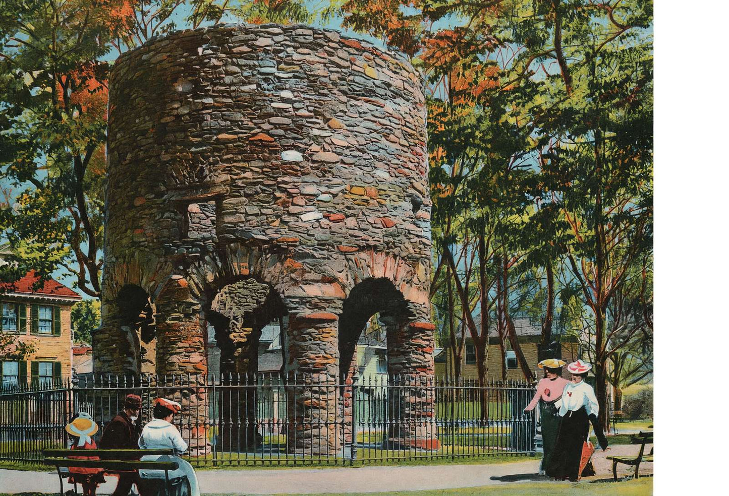 Old Stone Mill Newport RI in 1905 Vintage Print (6 Sizes)