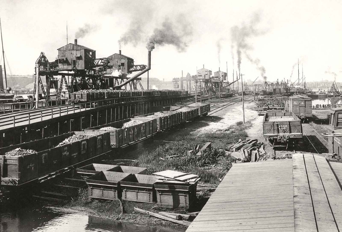One of the Iron Ore Docks Toledo Ohio in 1905 Restored Photo Print (7 Sizes)