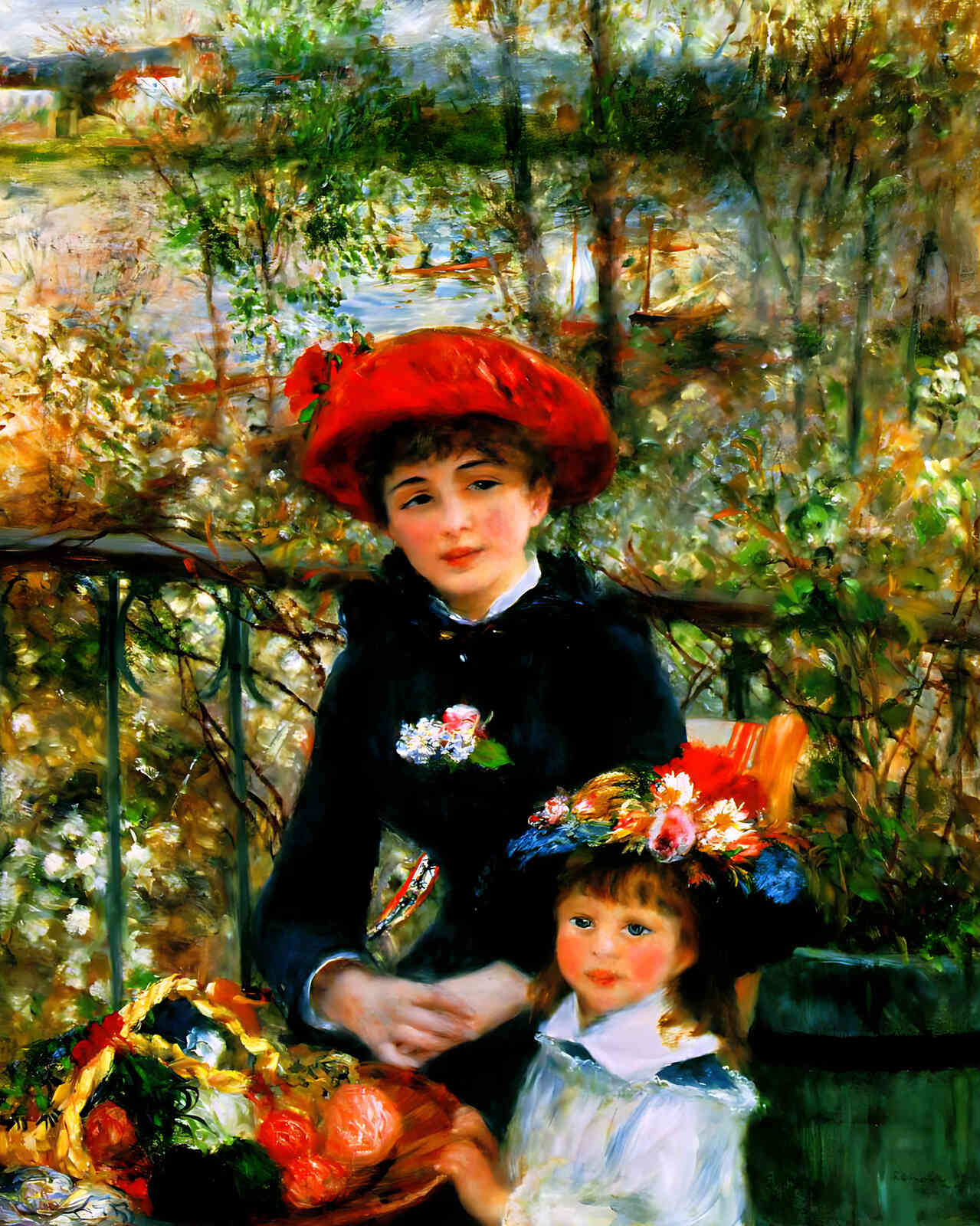 On the Terrace Painting by Pierre-Auguste Renoir 8x10" Art Print - Restored