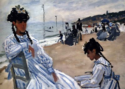 On The Beach at Trouville 1870 Painting by Claude Monet Fine Art Print (6 Sizes)
