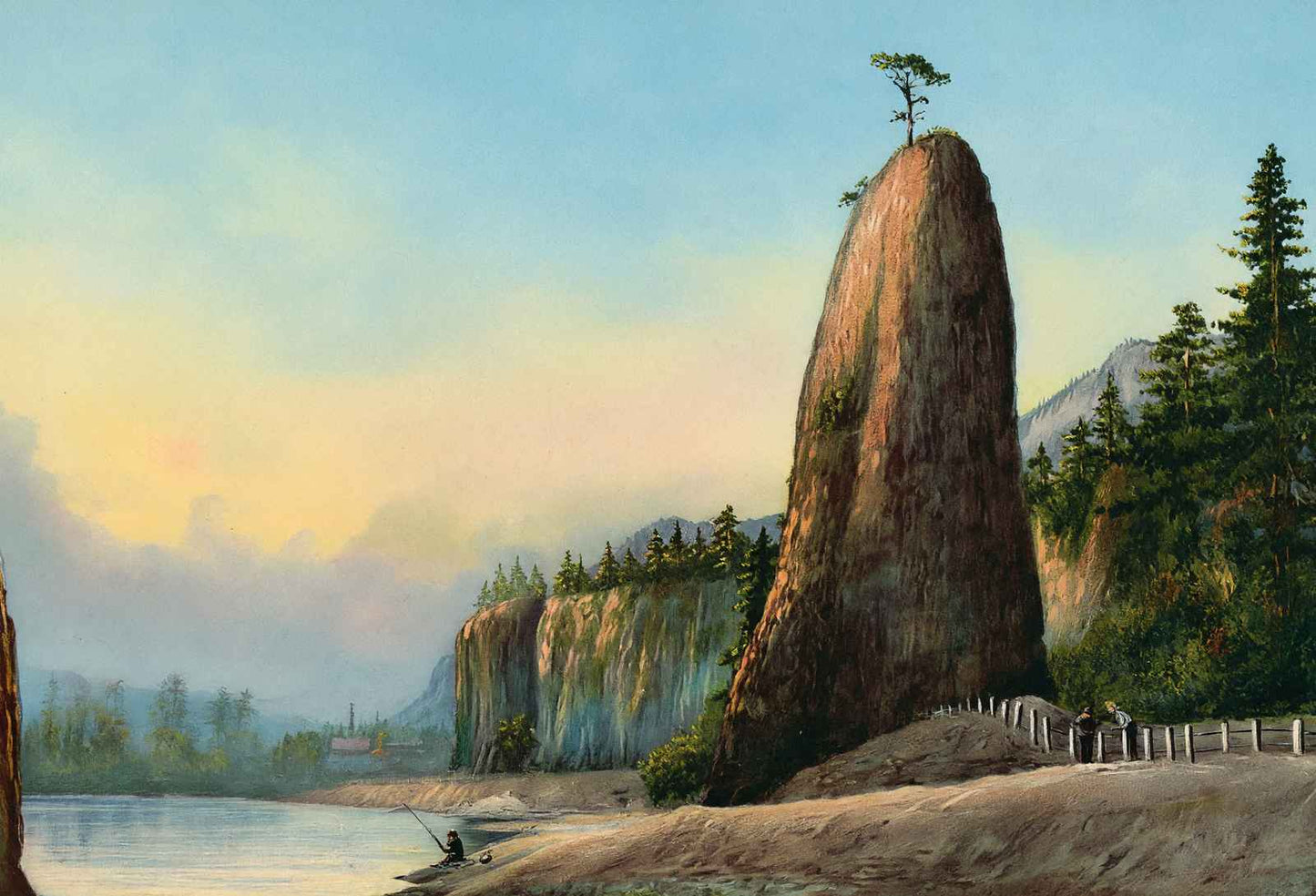 Pillars of Hercules Columbia River in 1908 Vintage Print (7 Sizes) - Restored