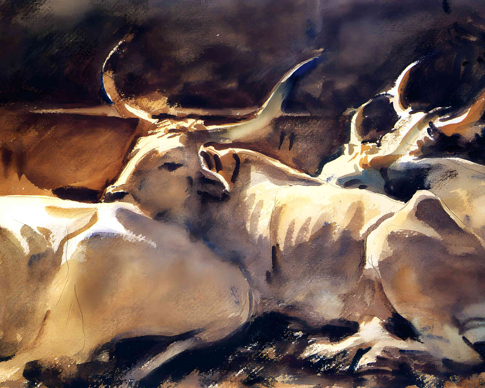 Oxen in Repose 1910 Painting by John Singer Sargent 8x10" Art Print