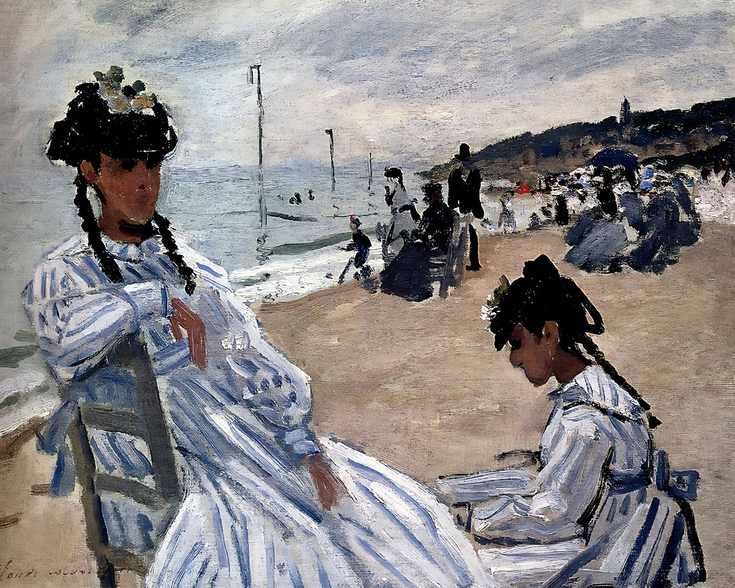 On The Beach at Trouville Painting by Claude Monet 8x10" Art Print