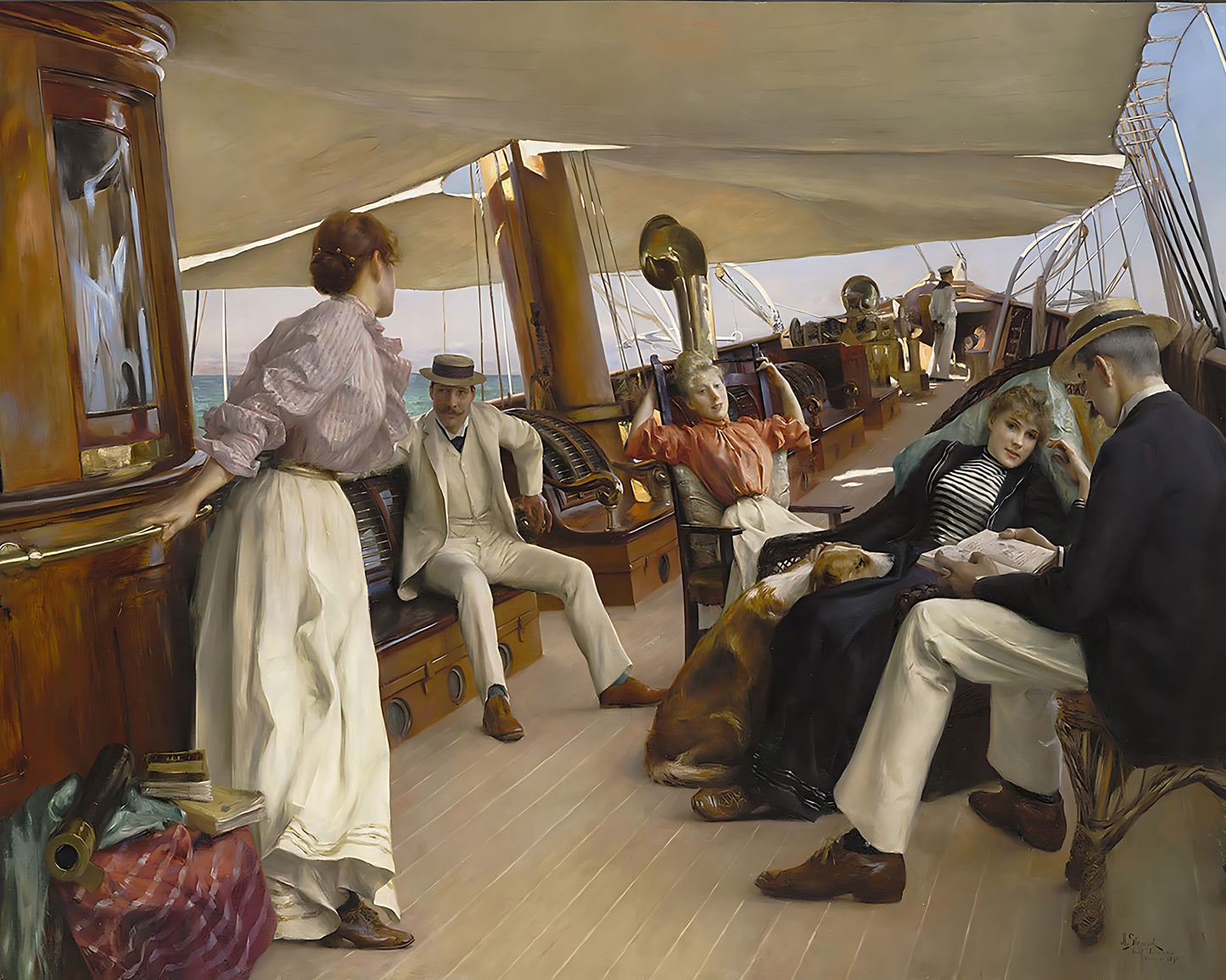 On the Yacht Namouna Painting by Julius LeBlanc Stewart 8x10" Art Print