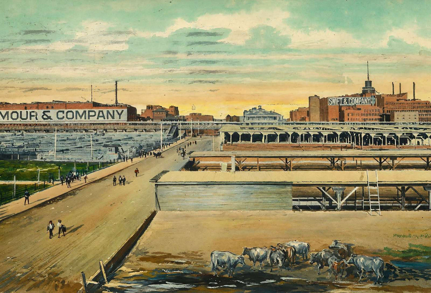 Packing Houses Fort Worth in 1906 Art Print (7 Sizes) - Restored