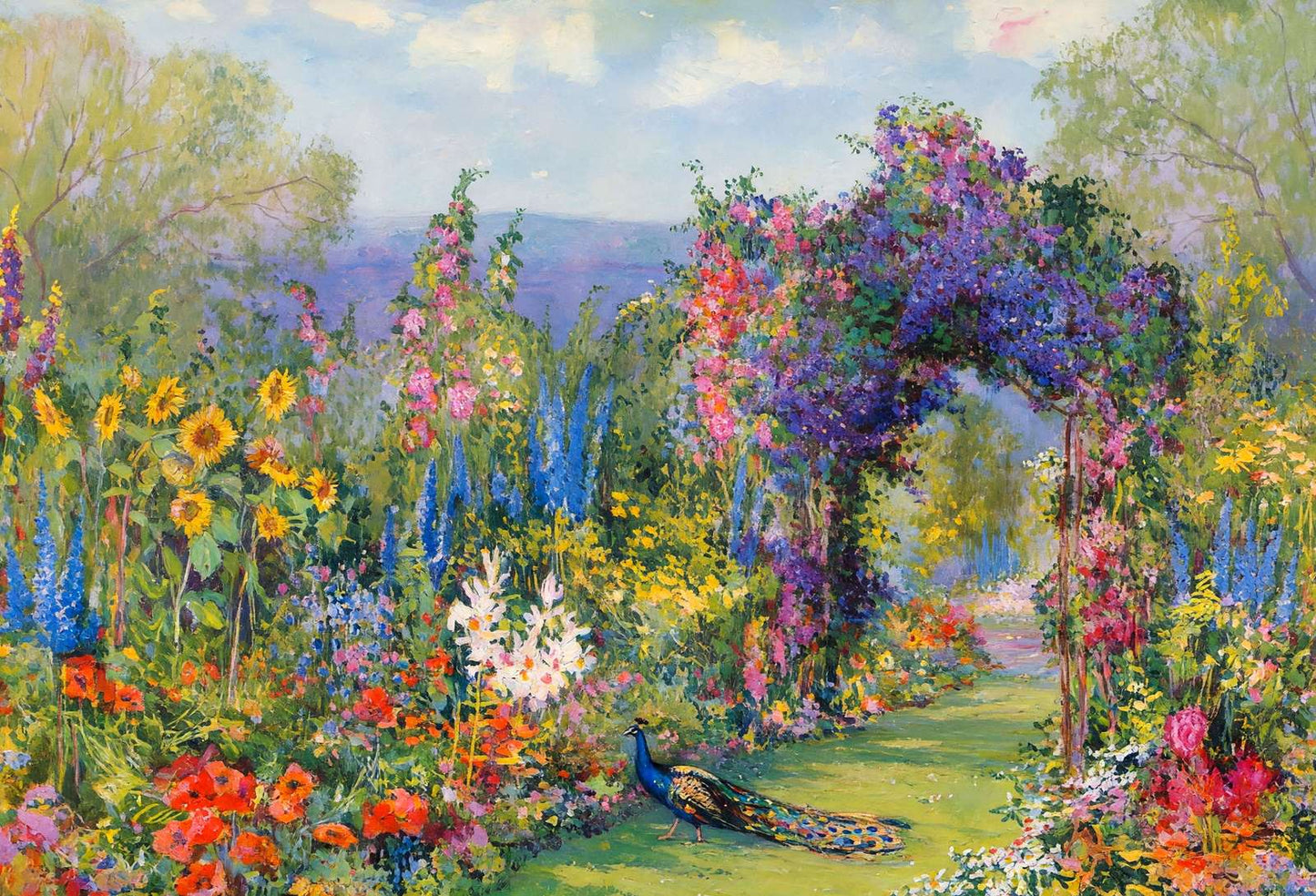 Path Through Clematis Arbor in 1922 Art Print (7 Sizes) - Restored