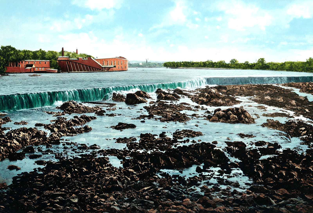 Pawtucket Falls - Merrimac River, Lowell, MA in 1907 Vintage Print (7 Sizes)