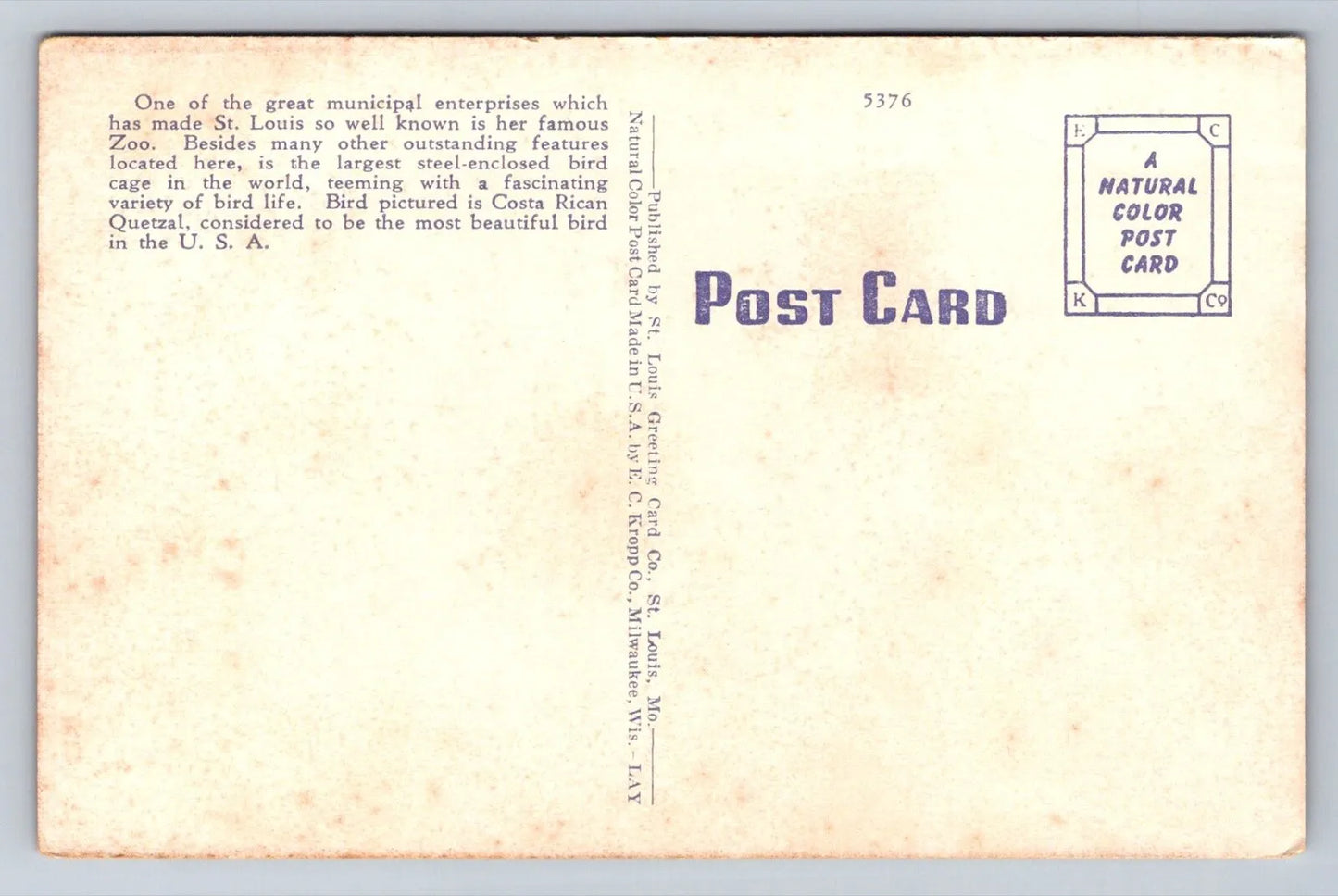 Largest Bird Cage, Forest Park, St. Louis, MO (Missouri) Vintage Postcard