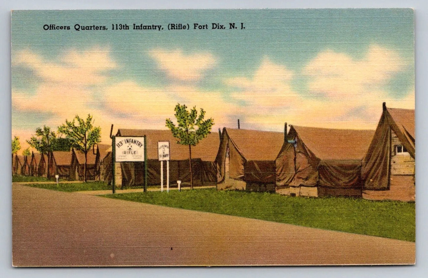 Officers Quarters, 113th Infantry, Rifle Fort Dix, NJ - Military Postcard