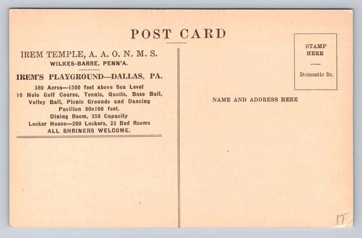 Irem's Playground, Dallas, Pennsylvania - Golf, Tennis, Base Ball Postcard