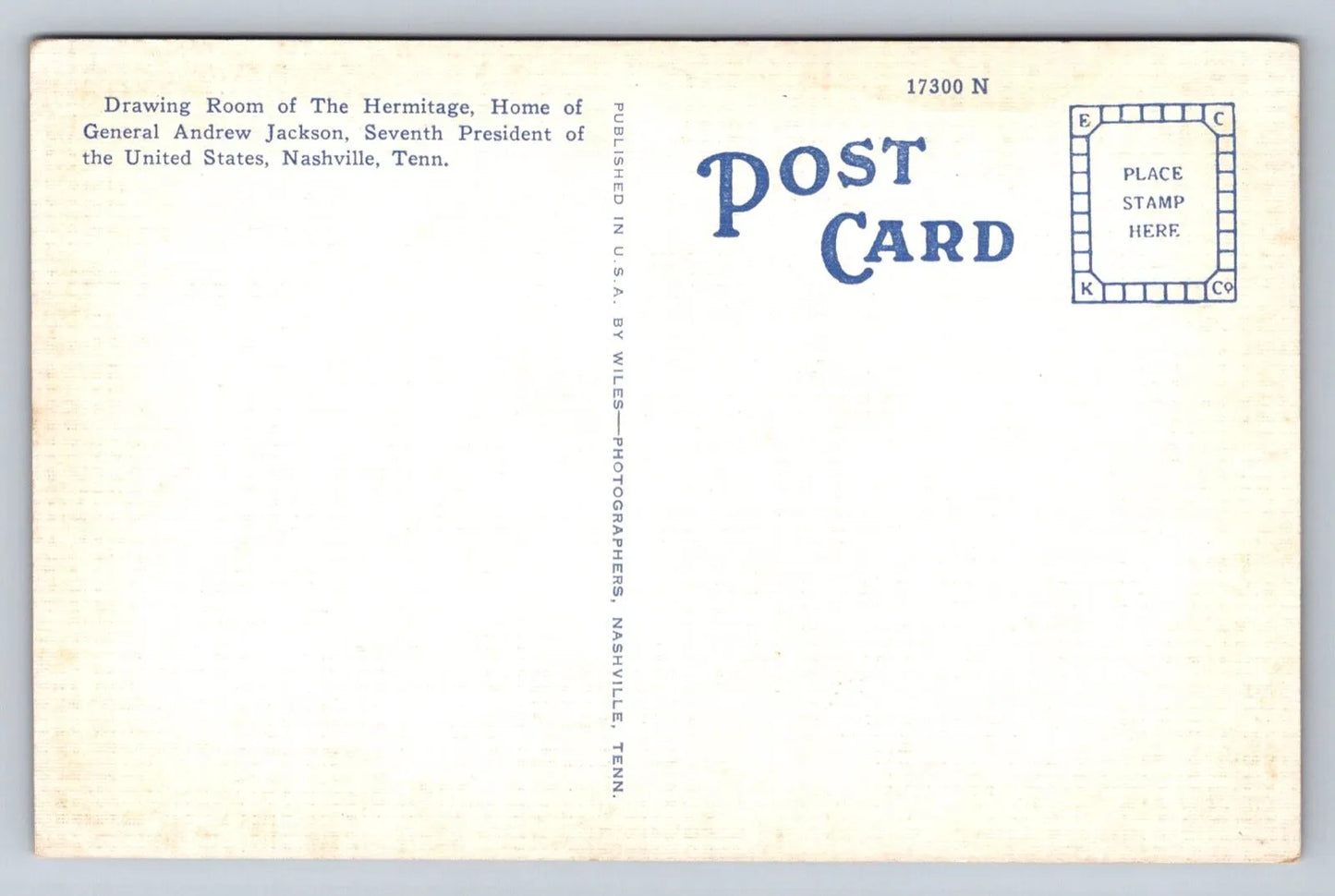 Drawing Room of the Hermitage, Home of Andrew Jackson, Nashville, TN Postcard