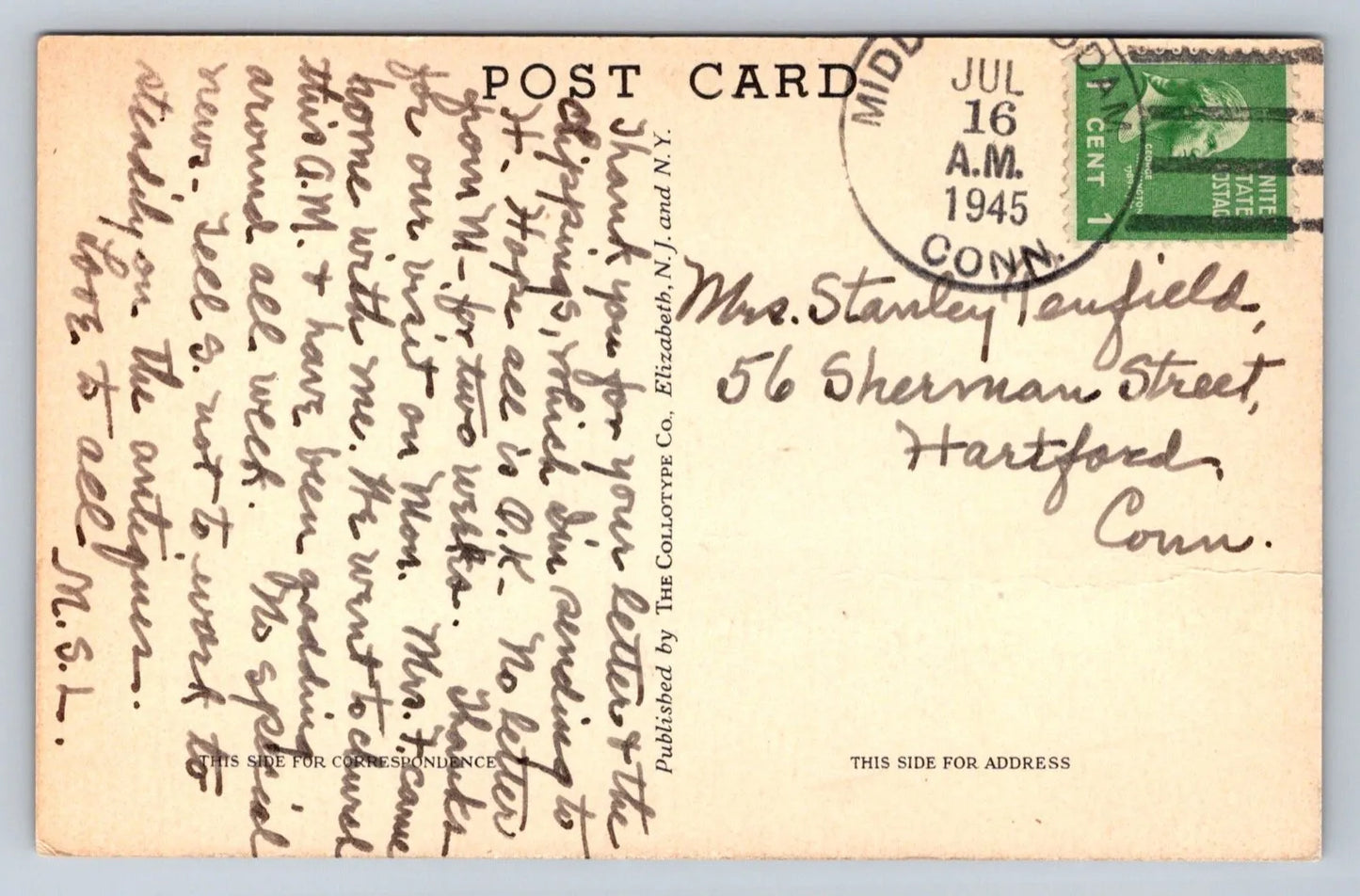 Alpha Delta Phi, Wesleyan University, Middletown, Conn. (Connecticut) Postcard