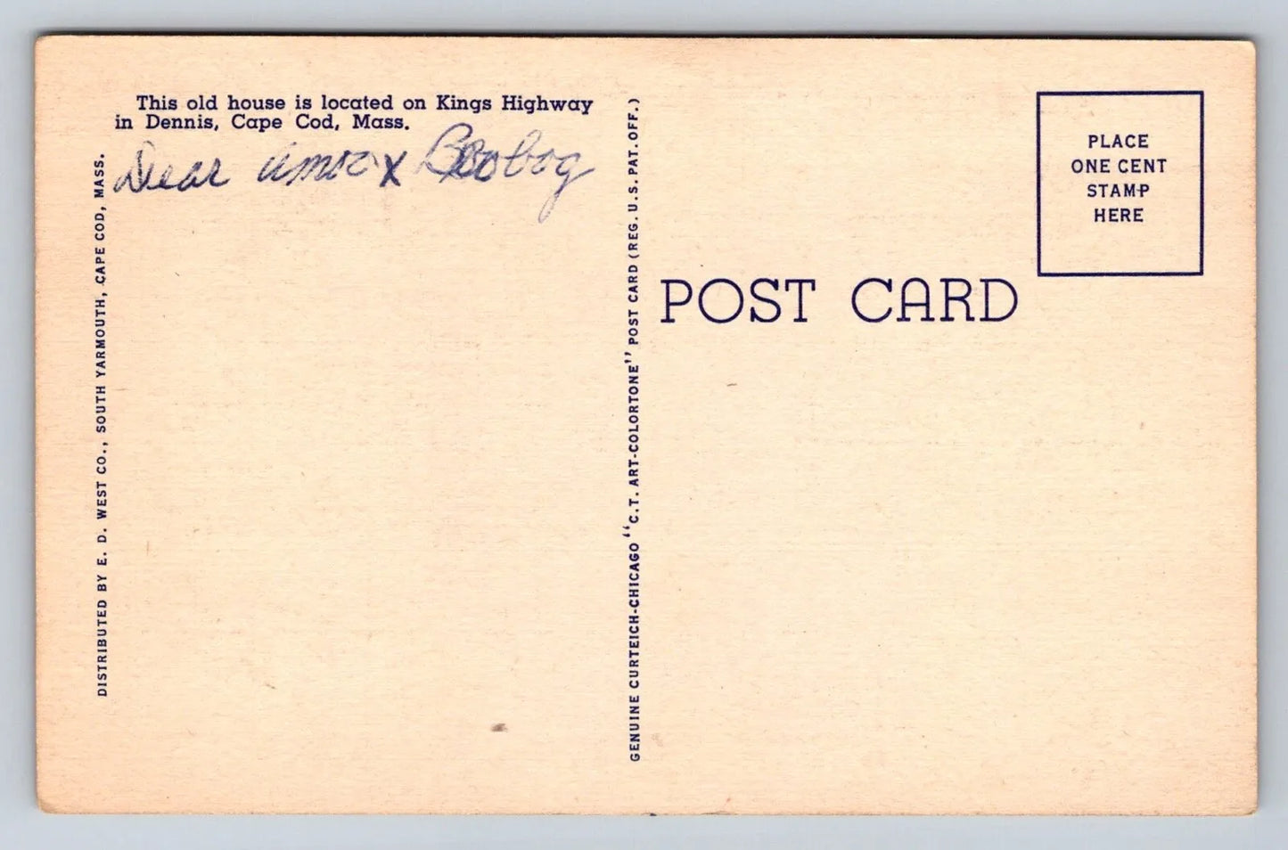 A Beauty Spot, Cape Cod, Mass. White Picket Fence Vintage Postcard - Great!