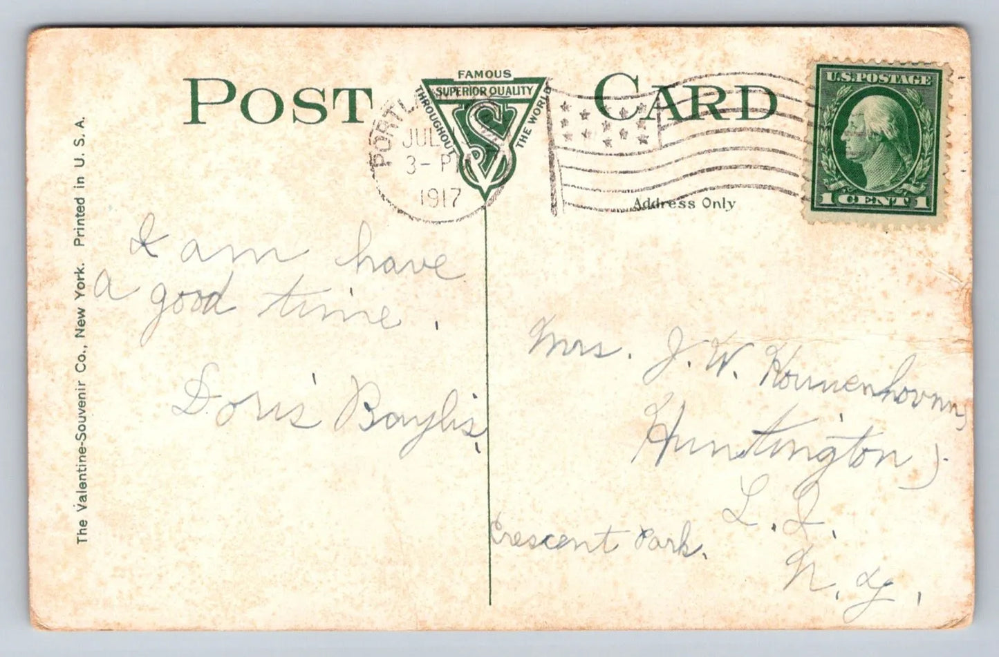 New Arch Bridge, Deering Oaks, Portland, ME circa 1917 Vintage Postcard