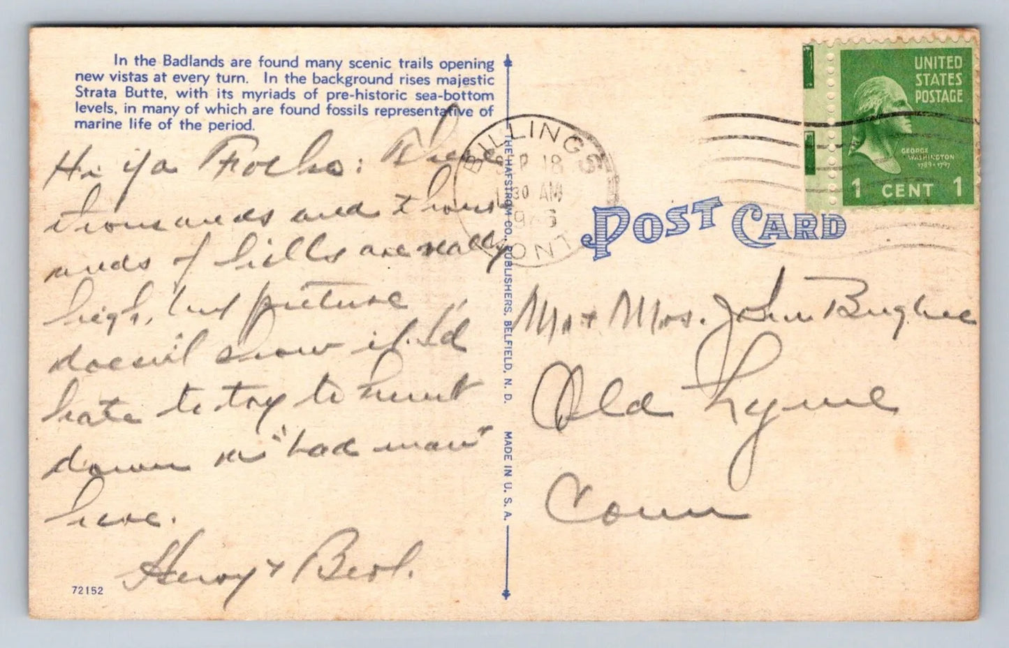 Trail in the North Dakota Badlands with Stamp Vintage Postcard AWESOME