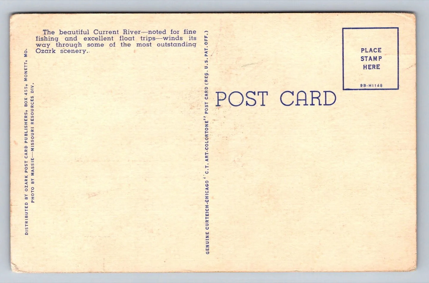 Scenic View on the Current River in the Beautiful Ozarks, Missouri Postcard