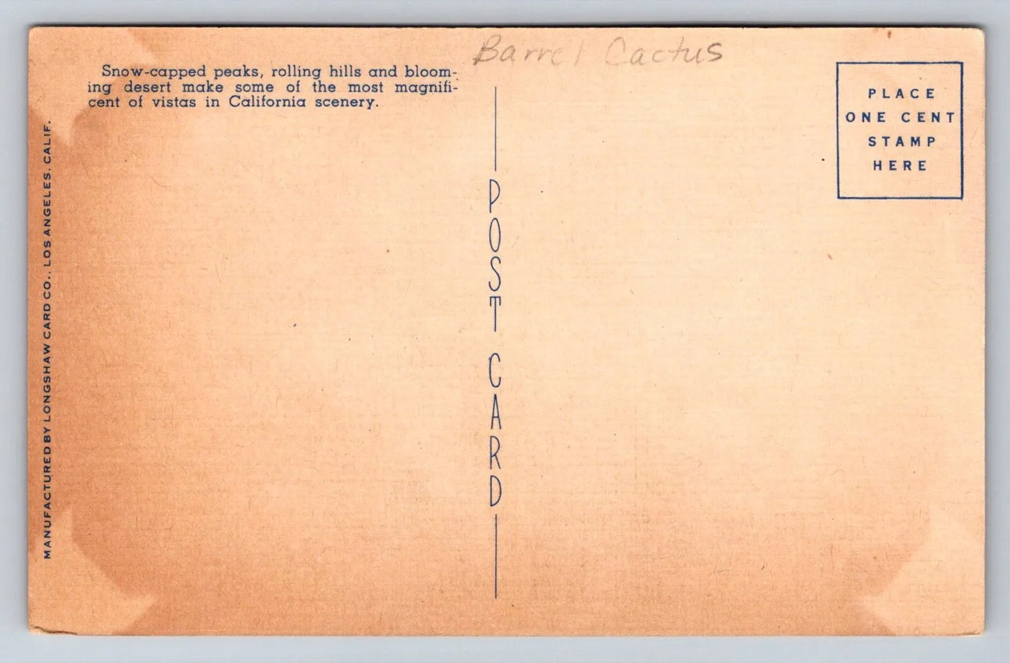 Mount San Jacinto from the Desert, California, Snow-capped Peaks Postcard