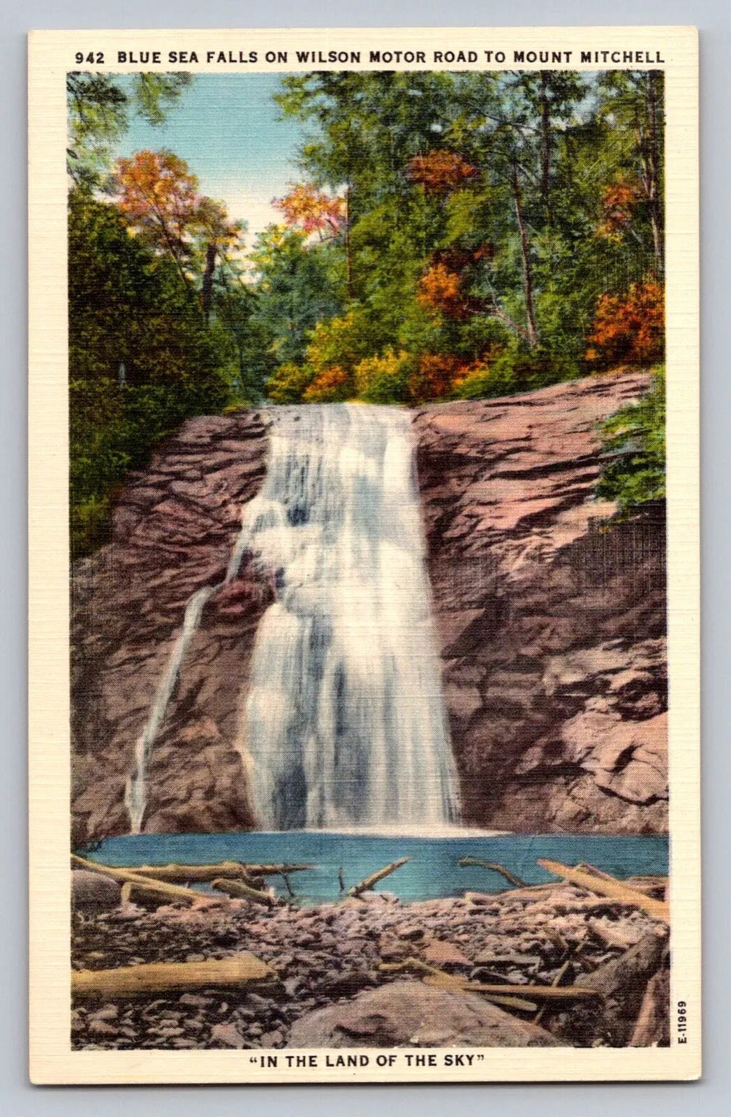 Blue Sea Falls on Wilson Motor Road to Mount Mitchell, North Carolina Postcard