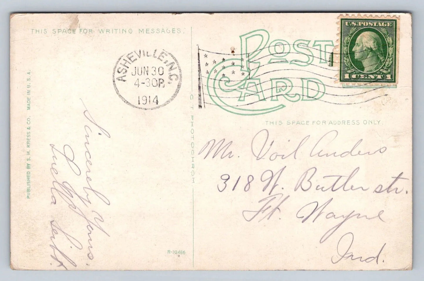 Margo Terrace, Asheville, NC (North Carolina) Vintage S. H. Kress Co Postcard